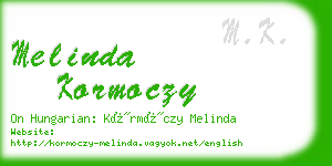 melinda kormoczy business card